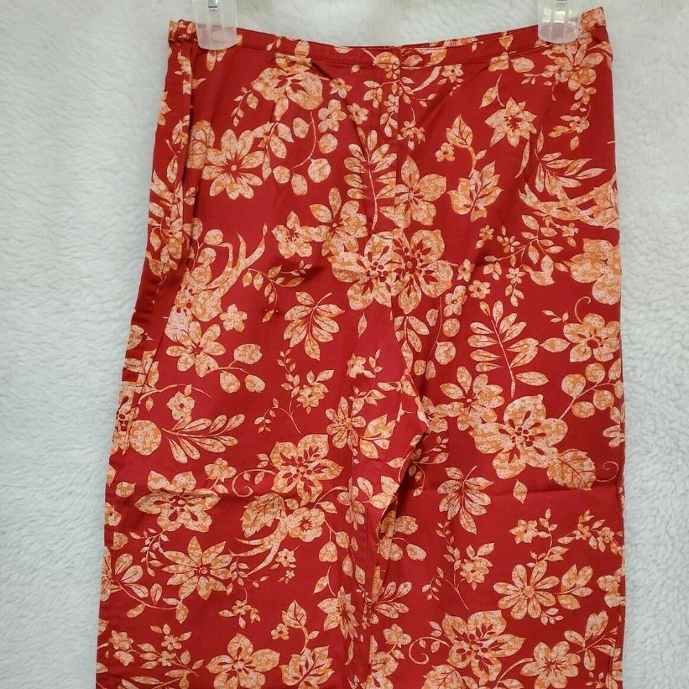 Norton McNaughton Orange Red White Floral Capri Pants Size 12